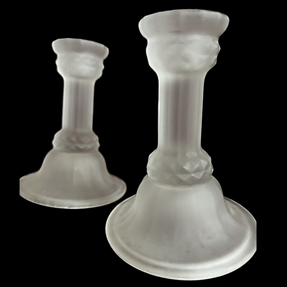 Frosted Glass Candle Holders - Picture 2 of 3